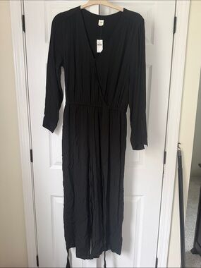 GAP Black Long Sleeve Wrap Maxi Dress